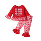 Ovmxqso Toddler Girl Valentine'S Day Outfit Baby Ruffle Sleeve Shirt Flared Pant Set St Patricks Day Clothes(Red, 12-18Months)