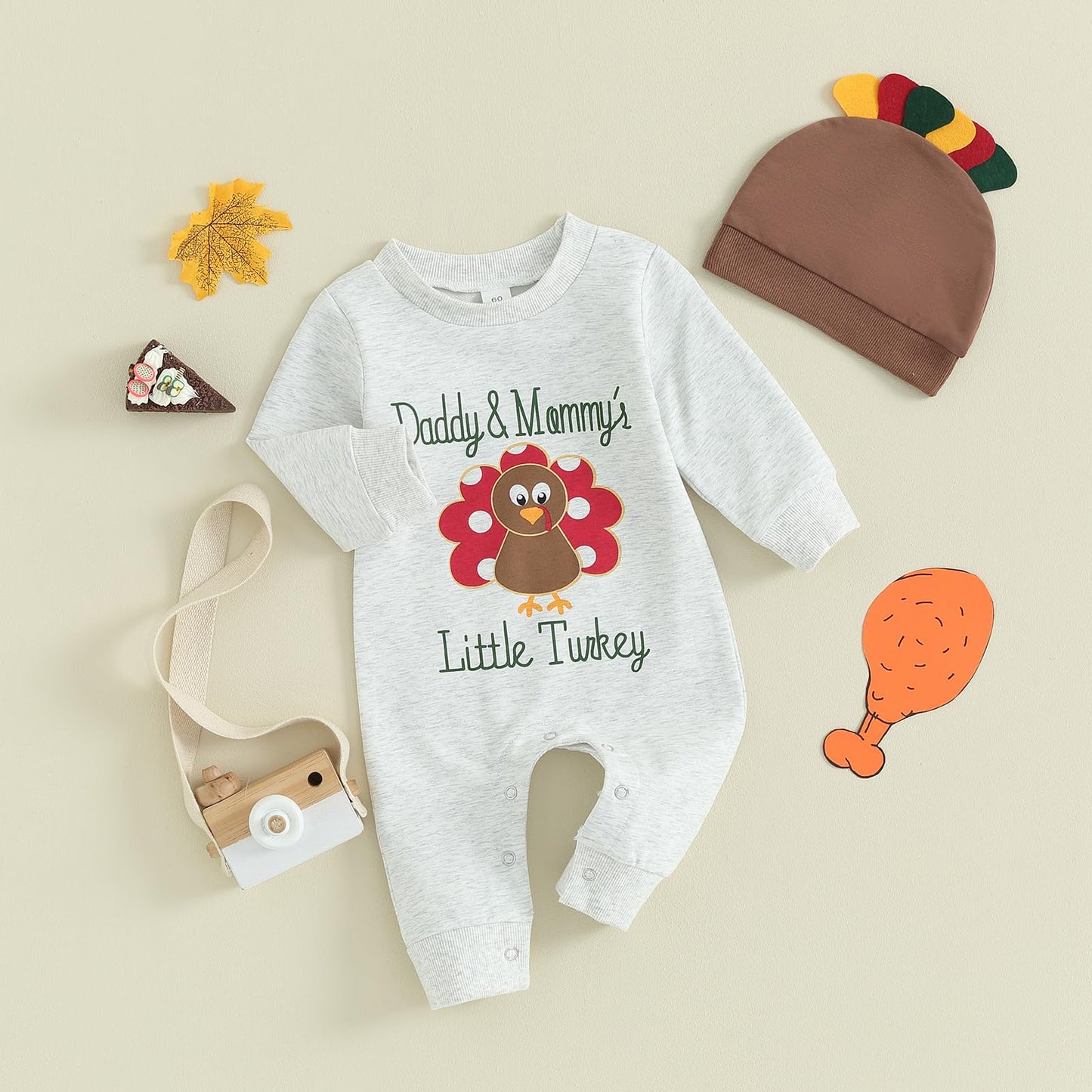Twopumpkin Thanksgiving Baby Boy Girl Outfit Turkey Romper Onesie Long Sleeve Jumpsuit My First Thanksgiving Clothes (Dad Mom Li