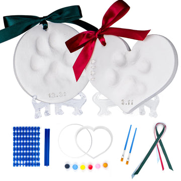 Tubuui Clay Paw Print Kit For Dogs Cats (Makes 2), Pawprint Keepsake Kit,No Mess Baby Hand And Footprint Kit Ornament With Clay