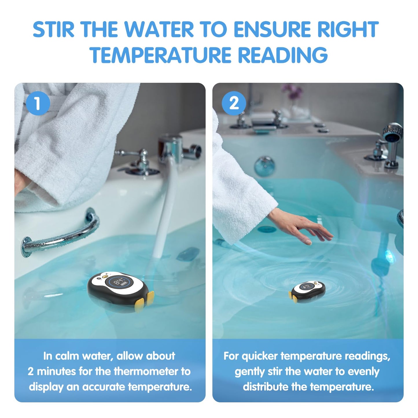 Ledfaah Rechargeable Bath Thermometer| Safety Baby Shower Thermometer| Auto On/Off Bathtub Water Thermometer With Colorful Tempe