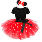 Nileafes Girls Princess Mini Mouse Costume Toddler Birthday Party Fancy Dress Up (3-4 Years,Red)