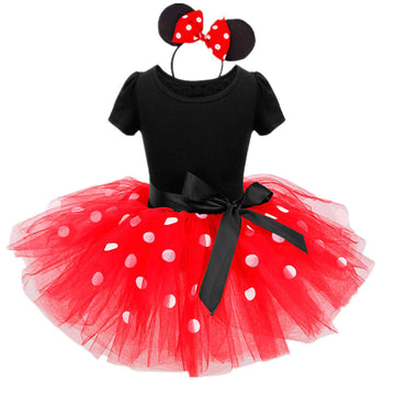 Nileafes Girls Princess Mini Mouse Costume Toddler Birthday Party Fancy Dress Up (3-4 Years,Red)