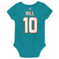 Outerstuff Infant Tyreek Hill Aqua Miami Dolphins Mainliner Player Name & Number Bodysuit