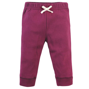 Touched By Nature Unisex Baby Organic Cotton Pants, Pink Burgundy, 2 Toddler