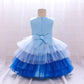 Flower Baby Girl Lace Dress Toddler Tulle Sleeveless Bow Princess Party Wedding Pageant Bridesmaid (Blue.12-24 Months)