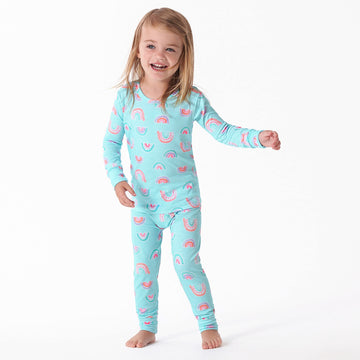 Gerber Unisex Baby Toddler Buttery Soft 2-Piece Snug Fit Pajamas With Viscose Made From Eucalyptus, Rainbow, 12 Months