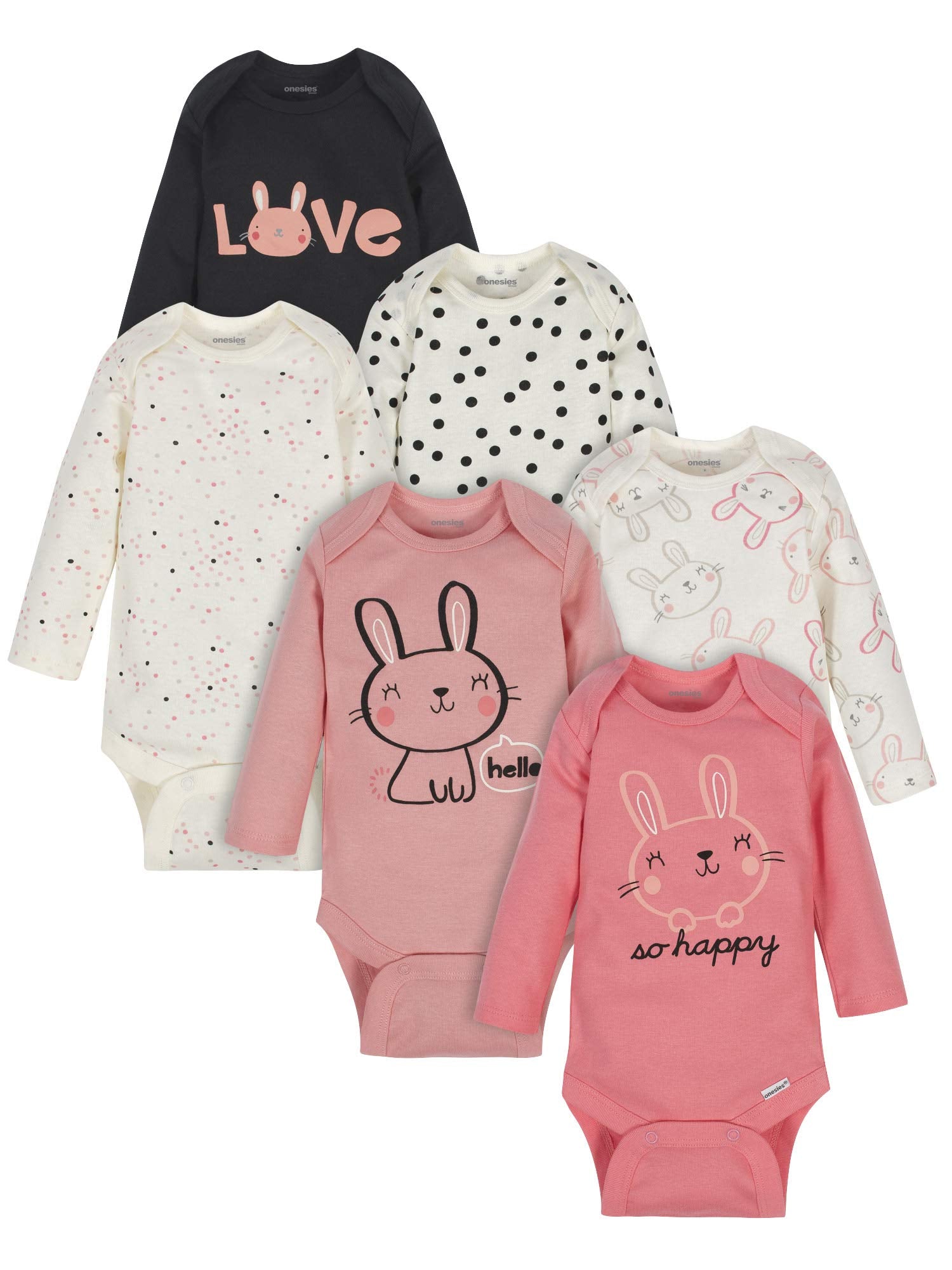 Onesies Brandunisex Baby6-Pack Long Sleeve Bodysuitsbunny Pink6-9 Months