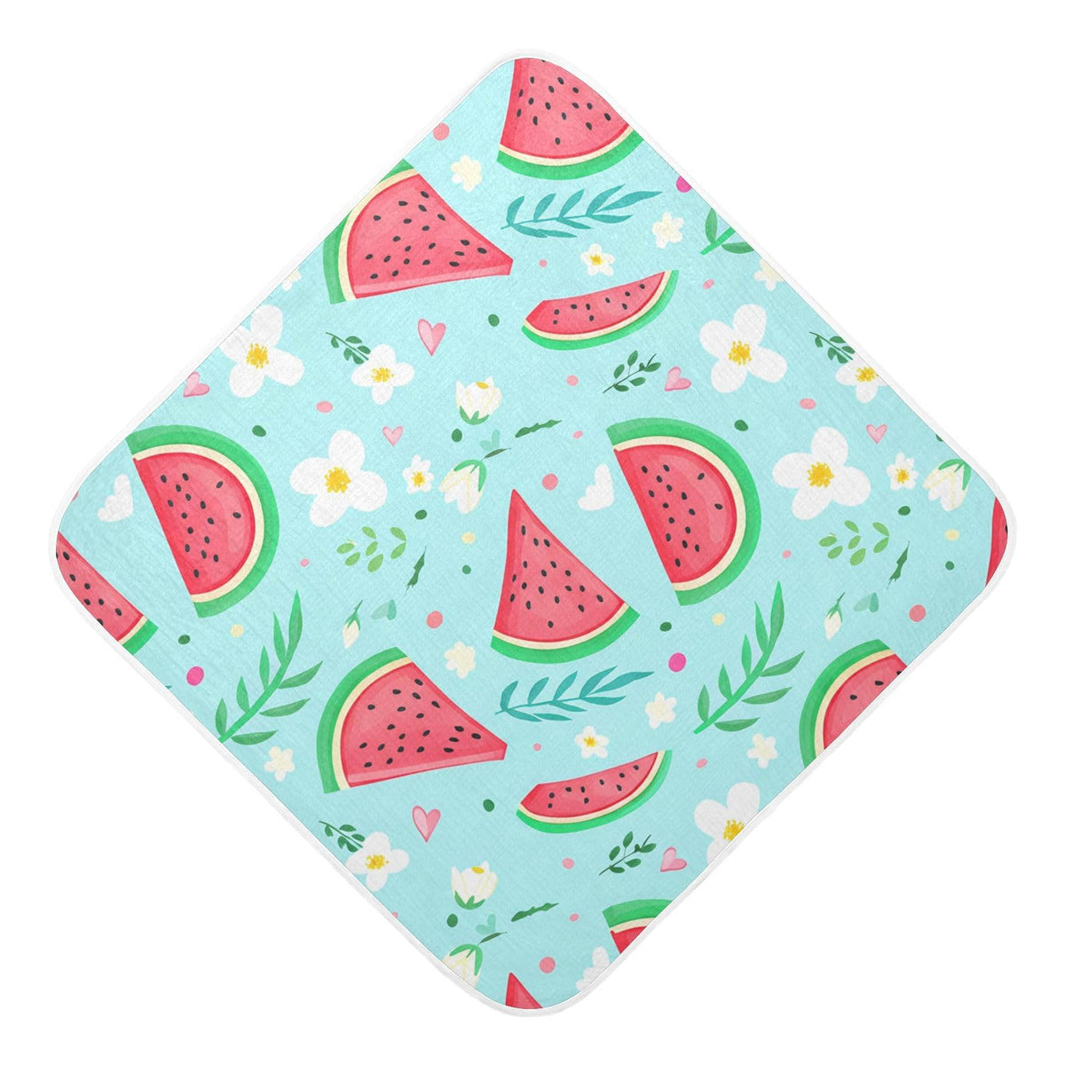 Flradish Triangular Watermelon Slices Hooded Baby Towels Soft and Ultra Absorbent Muslin Cotton Baby Bath Towel 30x30 Inch
