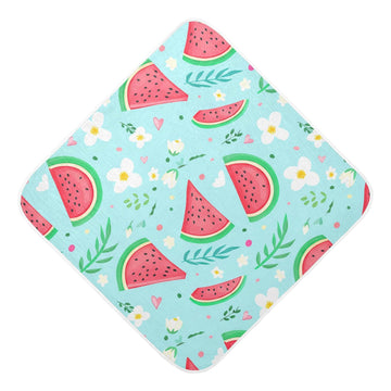 Flradish Triangular Watermelon Slices Hooded Baby Towels Soft and Ultra Absorbent Muslin Cotton Baby Bath Towel 30x30 Inch