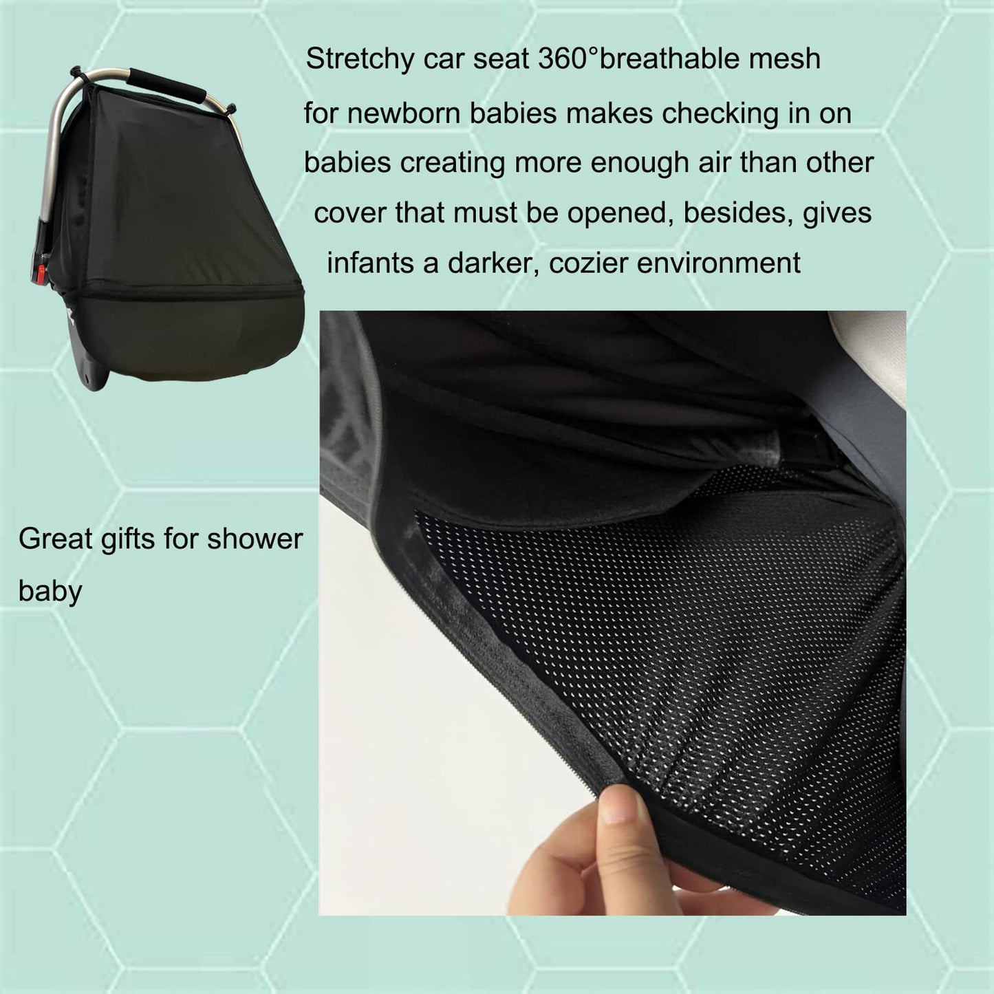 3-In-1 Car-Seat Canopy Cover - Protective Carseat Sun Shade Canopy With Privacy Shade Canopies Covers For Boys Girls,Inner Bug N
