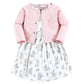 Hudson Baby Baby Girls Cotton And Cardigan Set Casual Dress, Bunny Floral, 5T Us