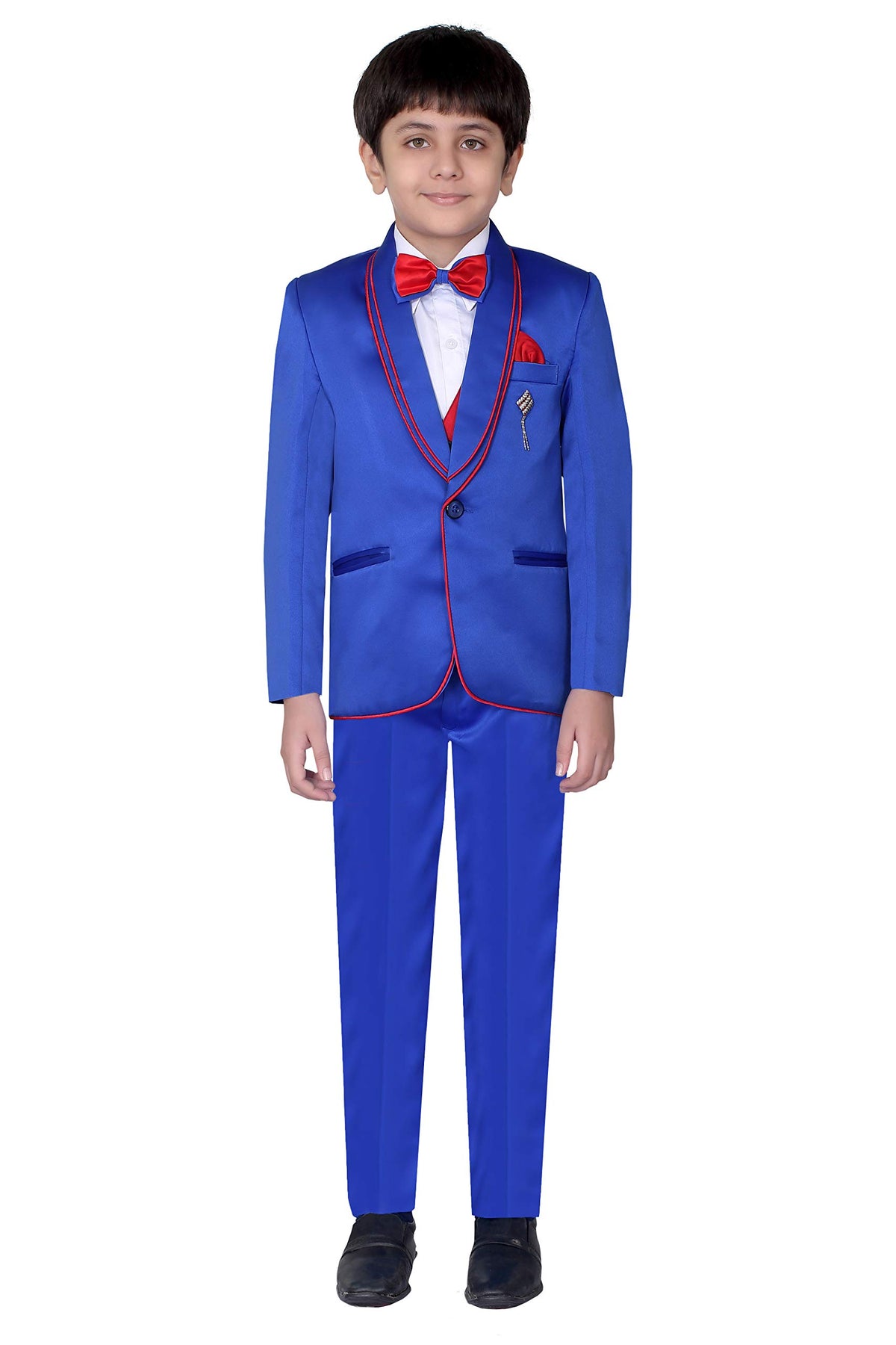 Jeetethnics Boys Blue Coat Suit Set With Waistcoat Shirt And Trousers (9025Aq)