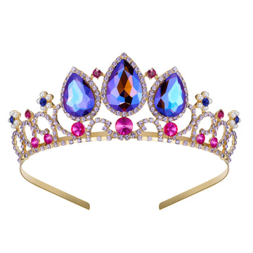 Sweetv Purple Tiaras For Little Girls, Crystal Rapunzel Princess Crown Headband For Kids Cosplay Birthday Dress Up, Tangled Hall