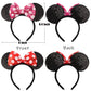 Etluk Mouse Ears Headbands, 2 Pcs Sequined Shiny Bow Headband Party Cosplay Accessories For Women, Girls (Pink Dot & Red Dot)