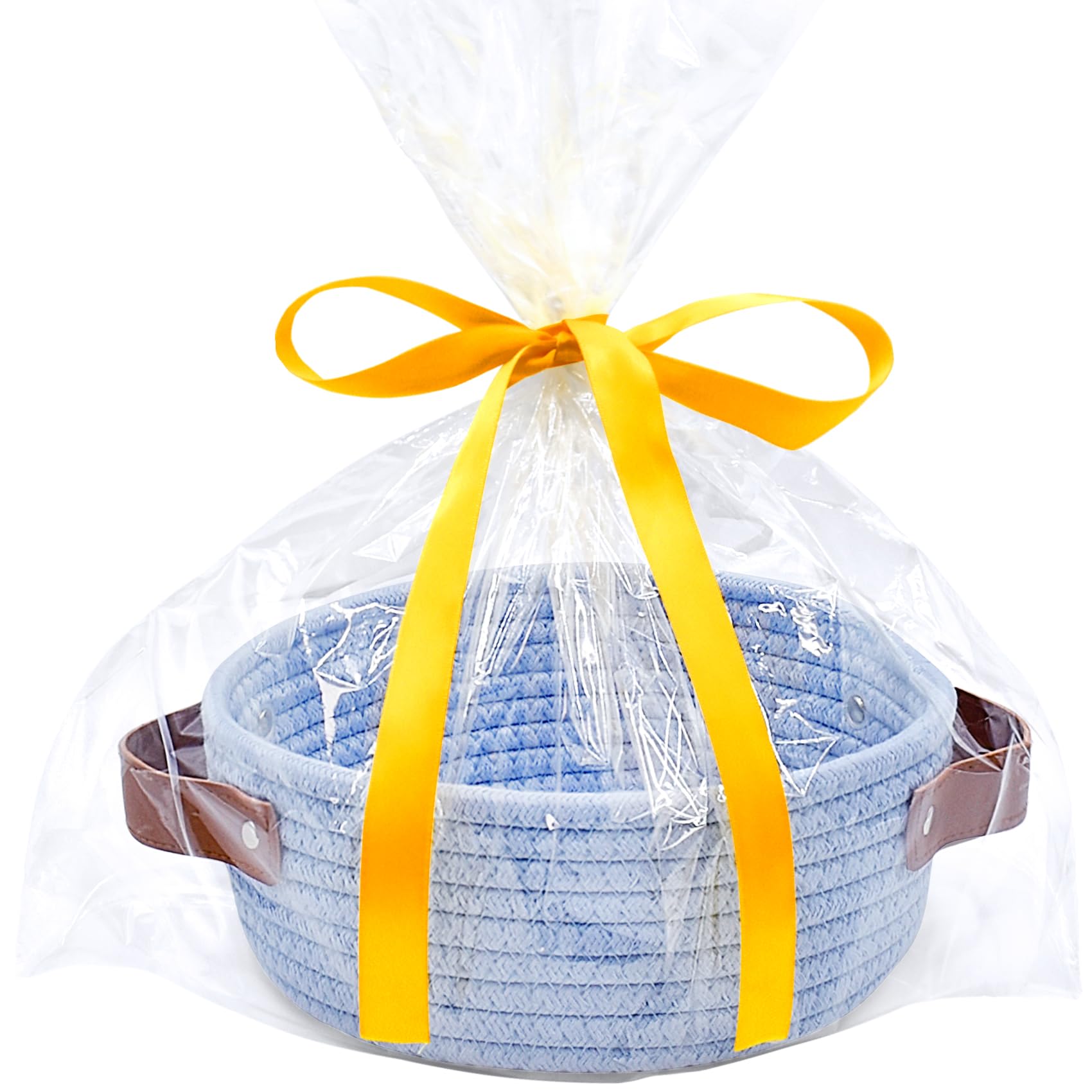 Abenkle Small Storage Basket, Mini Round Cute Tiny Cotton Rope Woven Boho Decorative Toy Organizer For Nursery,Spa, Empty Gift B
