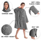 Hiturbo Kids Towel Changing Robe: Soft Plush Wearable Blanket - Warm Coral Fleece Hoodie - Swim Surf Poncho For 5-12 Years (Gray