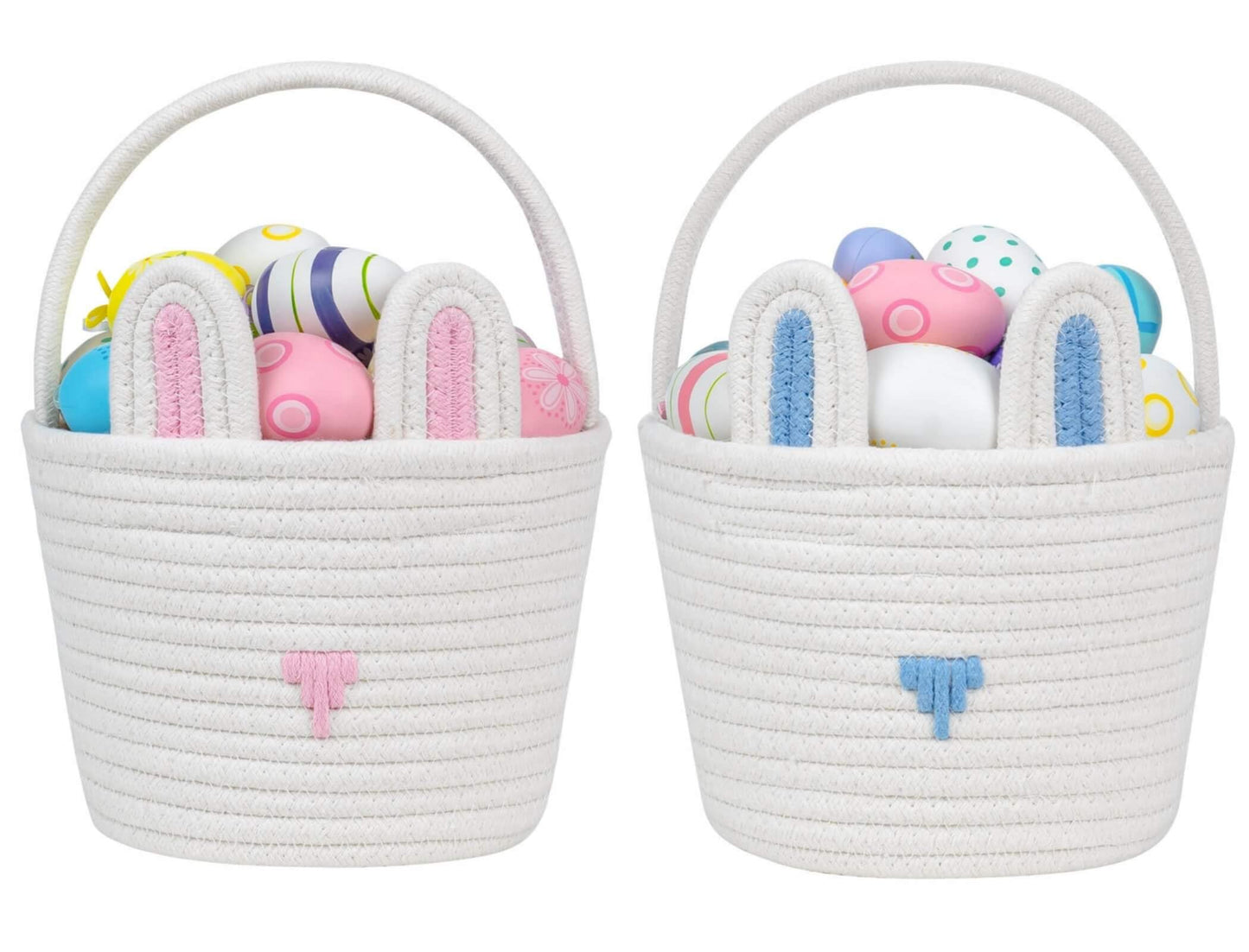 CubesLand Baby s First Easter Basket Set - 2-Piece Empty Bunny Buckets with Ears for Easter Egg Hunt, Boys & Girls, Babies & To