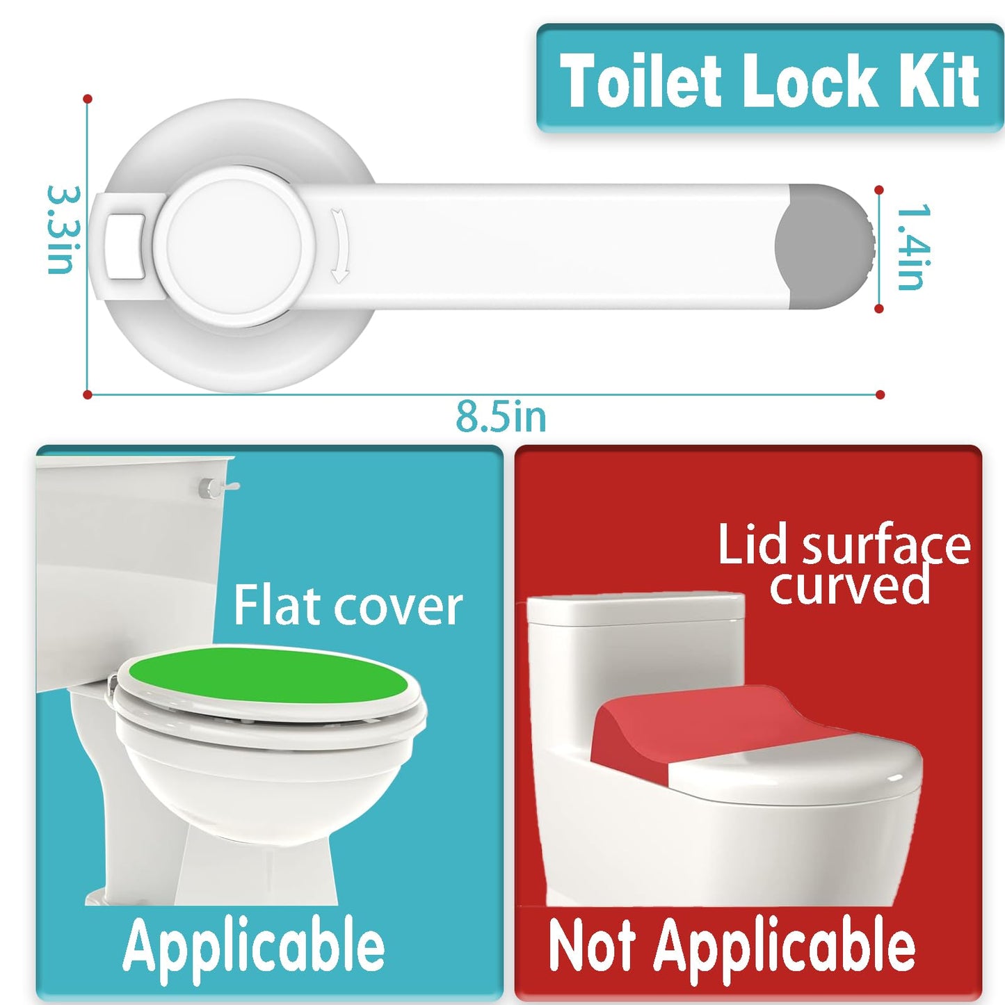 2025 New Baby Toilet Lock Kit,Kid Toilet Seat Attachment,Toilet Flush Lock, Kid'S Bathroom Safety Products For Child Proofing,Ba