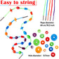 Shappy 324 Pcs Wooden Lacing Beads for Wooden String Beads Threading Toys Montessori Lacing Toys Fine Motor Skills Developmental