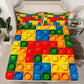 Feelyou Toddler Building Blocks Fitted Sheet Queen Size Kids Toy Brick Bedding Set for Boys Teens Games Bed Sheet Set Breathable