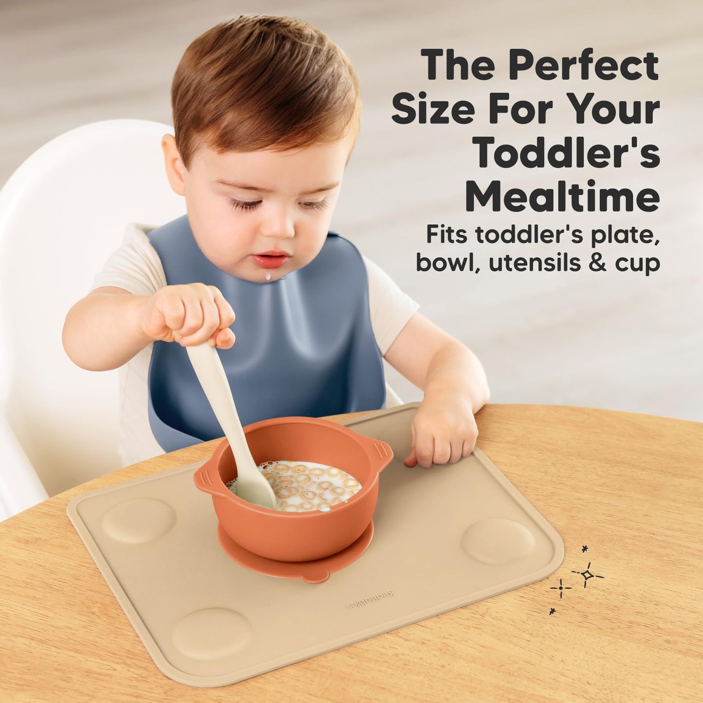 Keababies 2-Pack Silicone Placemats For Toddlers - Non Slip Suction Baby Silicone Placemat For Kids, Eating/Feeding,Easy To Clea