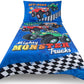 Todays Kids Monster Trucks 4 Piece Toddler Bedding Set  4 Piece Toddler Bedding Set with Reversible Comforter and Pillowcase, F