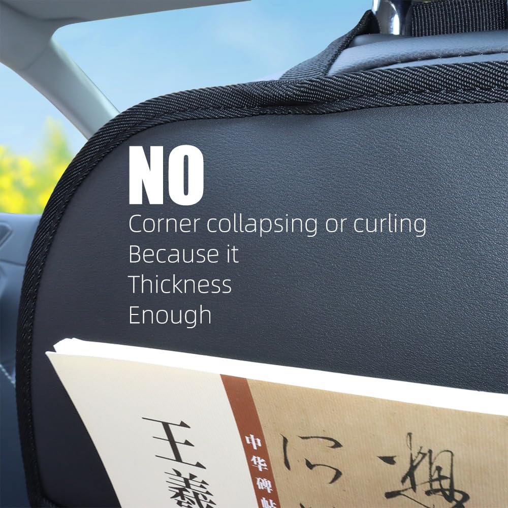 Pefirst Kick Mat Back Seat Protector Waterproof Leather Car Seat Back Organizers Cover With 3 Storage Pockets For Kids Pets Suv