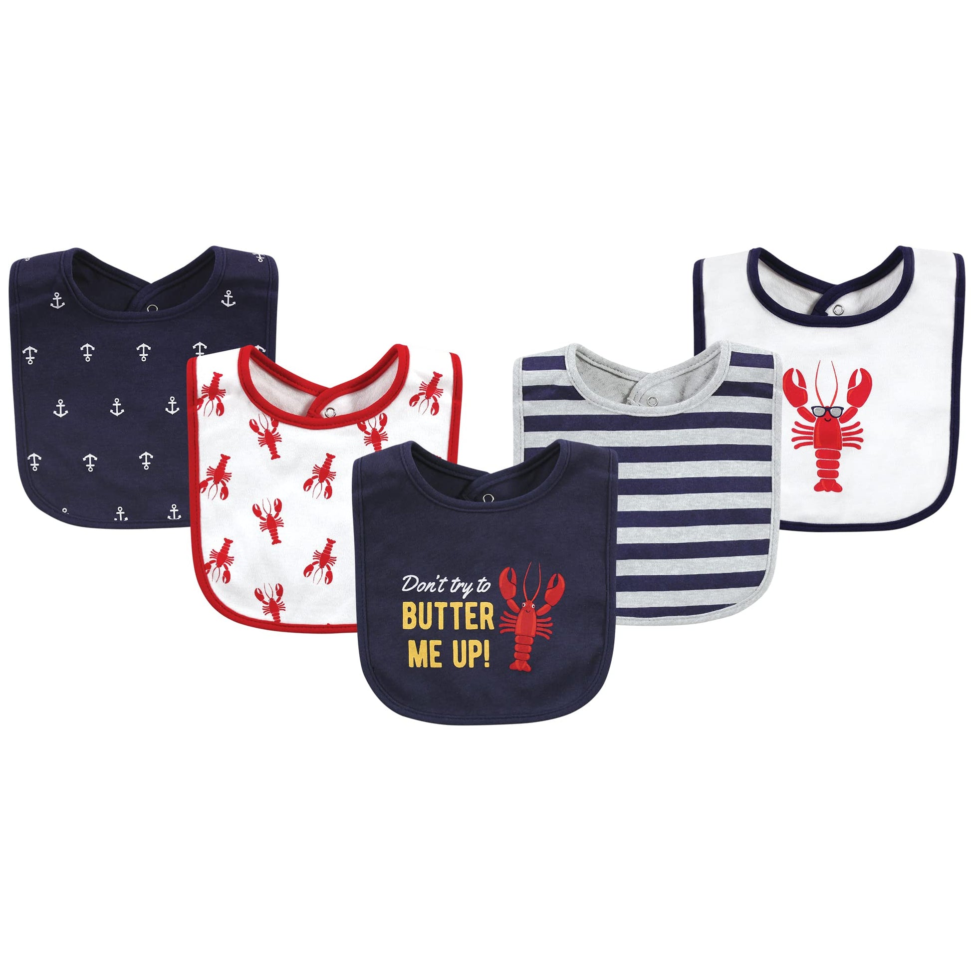 Hudson Baby Unisex Baby Cotton Bibs, Butter Me Up Lobster, One Size