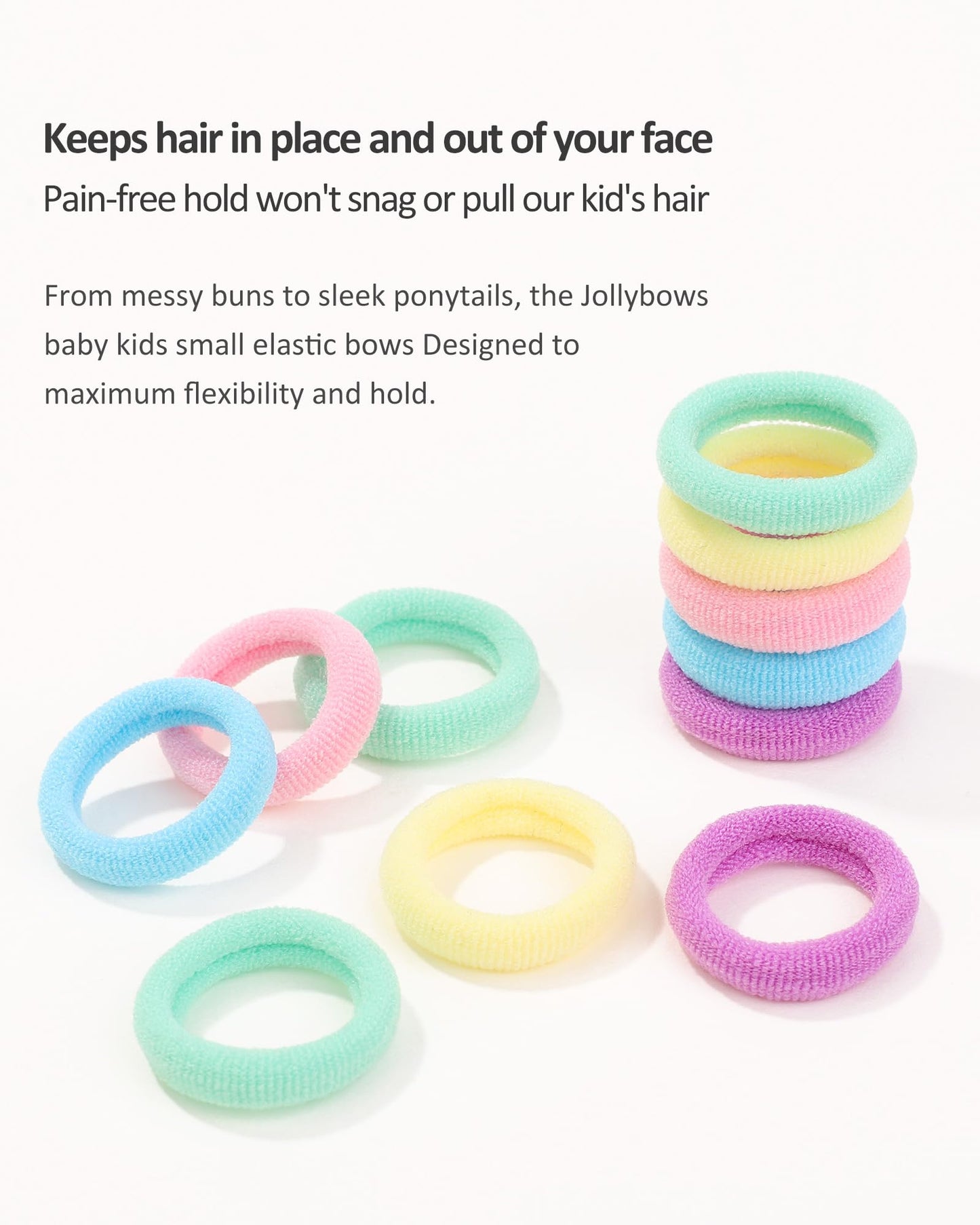 Jollybows 300Pcs Baby Hair Ties Girls Elastic Hair Accessories Small Nylon Hair Bands For Toddler Infant Ponytail Holders 1' Mi
