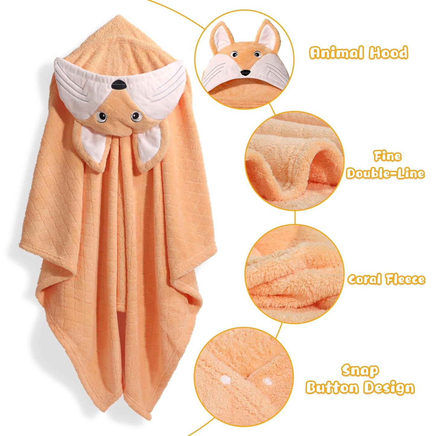 Wodhoy Toddler Bath Towel Hooded Towels For Kids 0-5 Years, 2-Pack Thick Absorbent Large 50'X 32' Baby Towels With Hood Aniaml