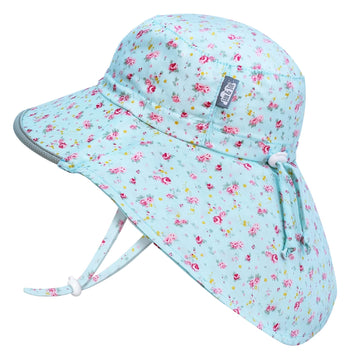 Jan & Jul Wide Neck Flap Sun-Hat For Toddler Girls With Strap (L: 2-5 Years, Retro Rose)