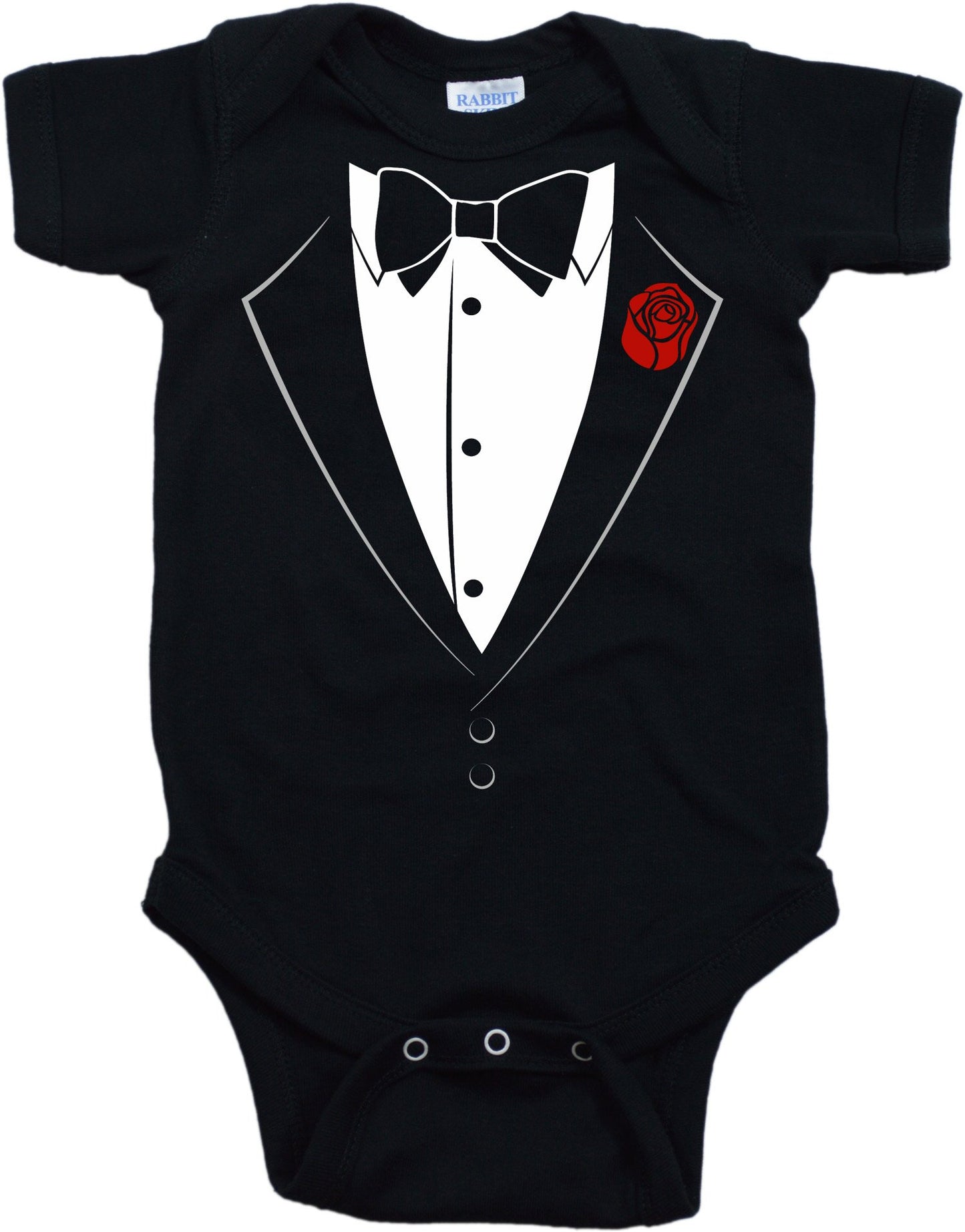 Ann Arbor T-Shirt Co. Unisex Baby Tuxedo Funny Infant Humor One Piece -6 Month Black
