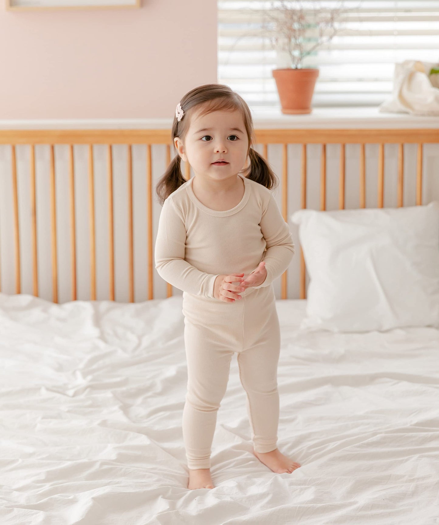 Avauma Baby Boys Girls Pajama Set Kids Toddler Snug Fit Ribbed Sleepwear Pjs For Daily Life Style (8 Years/Beige(L))