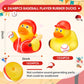 DEEKIN 48 Pcs Baseball Player Rubber Ducks 2 Inch Middle Baseball Theme Party Favors for Team Gift Decoration Yellow Rubber Duck
