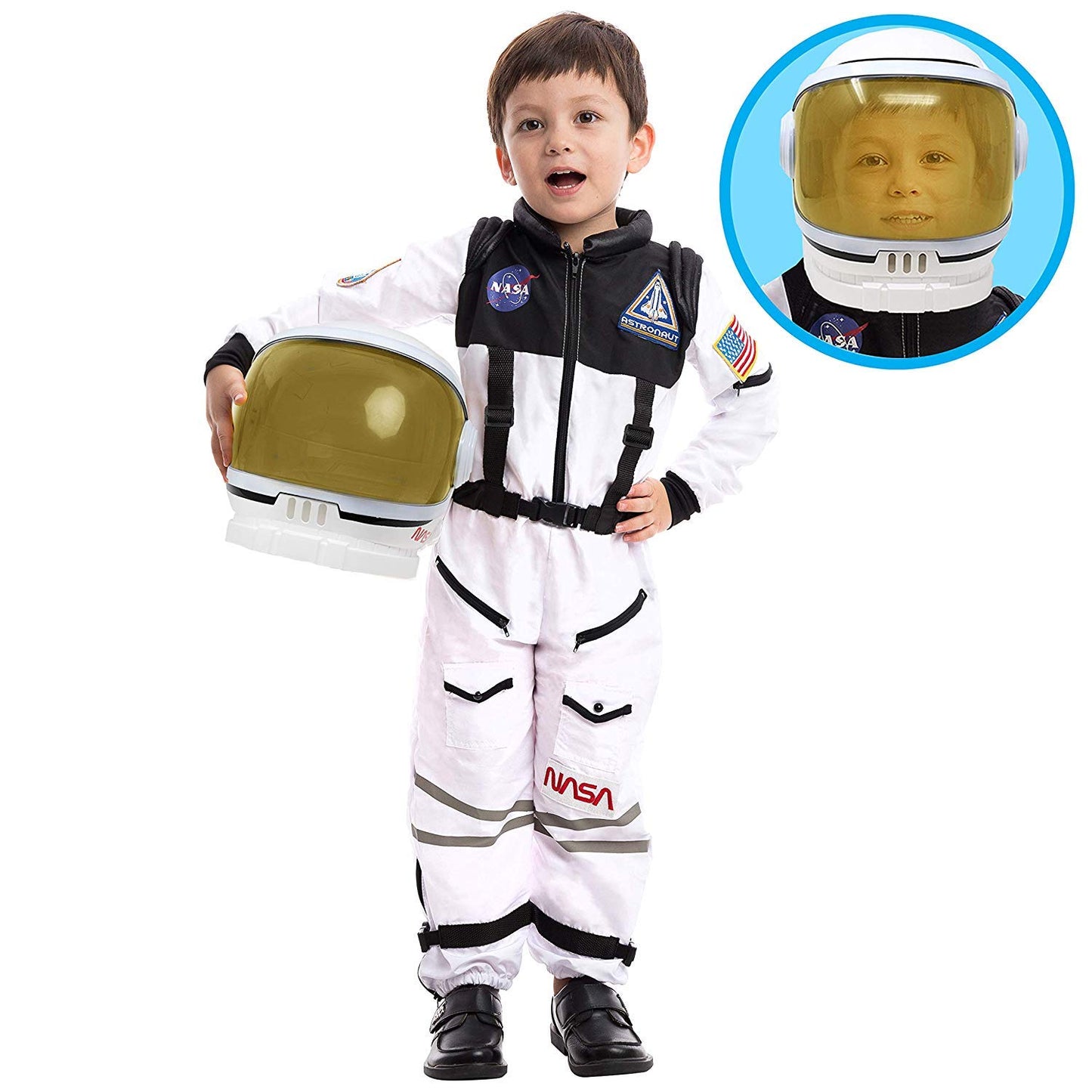 Spooktacular Creations Astronaut Costume With Helmet, Space Suit For Kids And Toddler With Movable Visor Helmet, Kids Astronaut