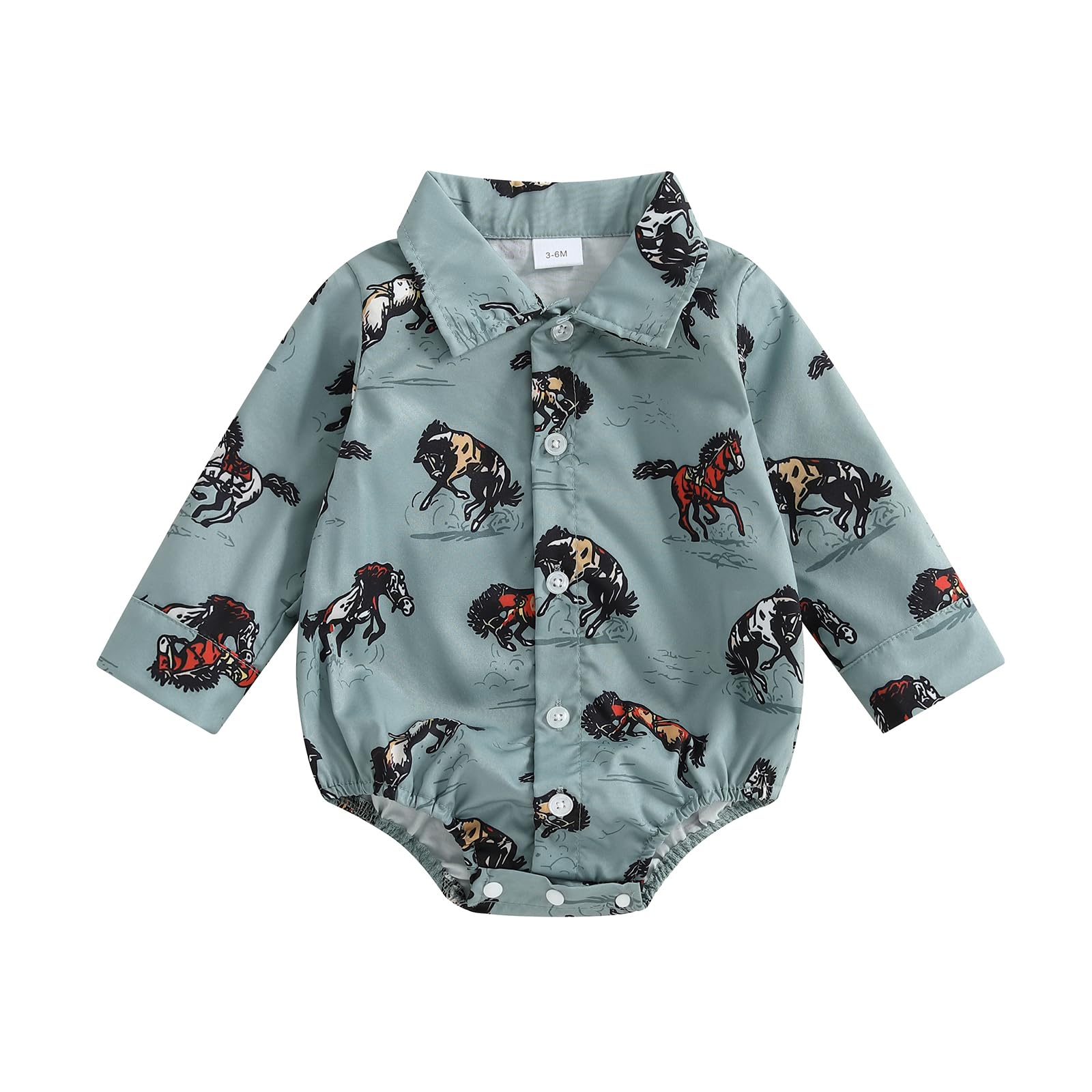 BULINGNA Newborn Baby Boy Western Outfit Long Sleeve Button Down Cowboy Wild Ride Romper Shirt Cowgirl Rodeo Gentleman Clothes (