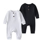 Baby Boy Girl 2 Pack Solid Romper Short/Long Sleeve One Piece Jumpsuits Clothes Sets (White & Black, 3-6 Months)