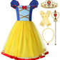 Relibeauty Girls Elastic Waist Backless Princess Dress Costume With Accessories, Yellow, 2T/100