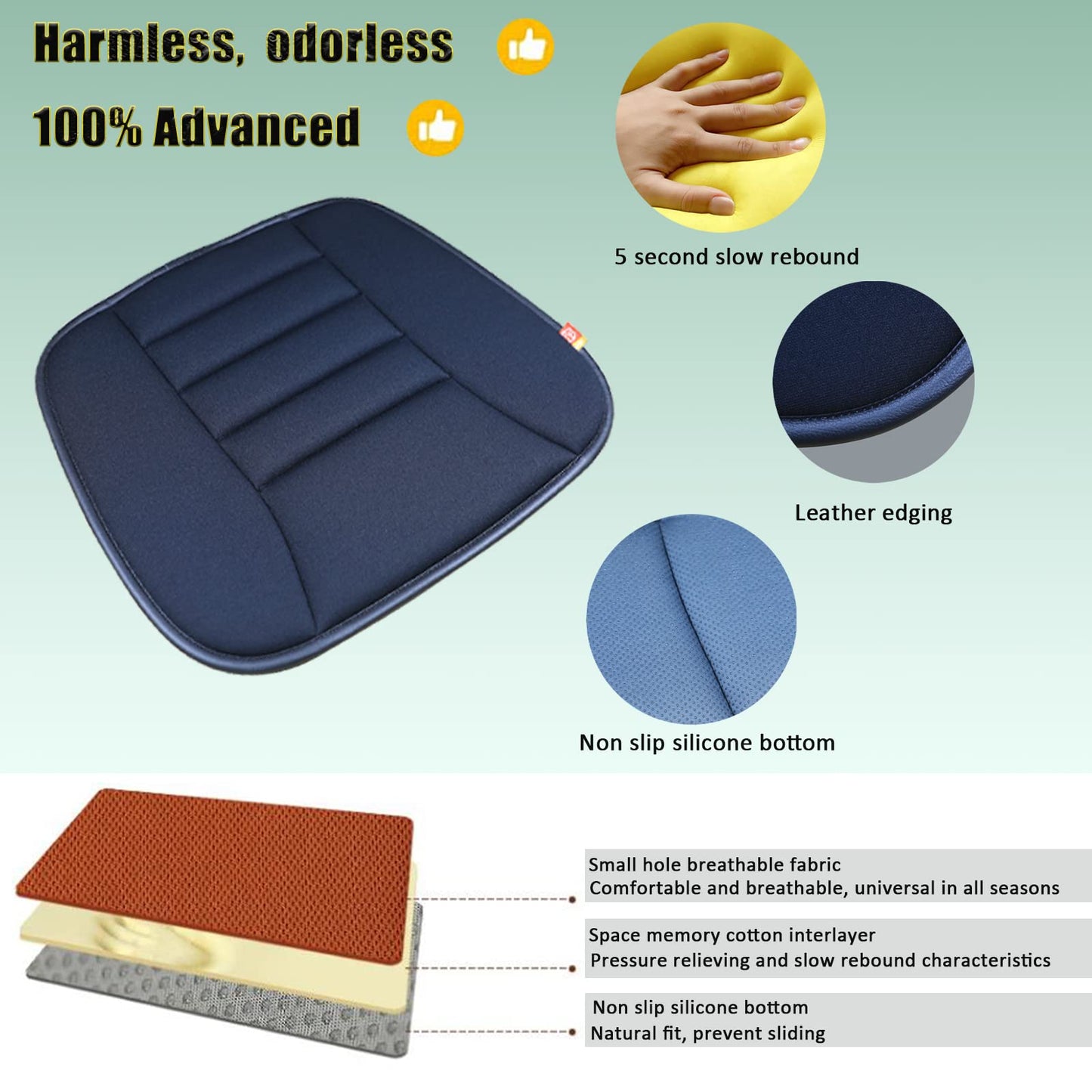RaoRanDang Car Seat Cushion Pad for Car Driver Seat Office Chair Home Use Memory Foam Seat Cushion