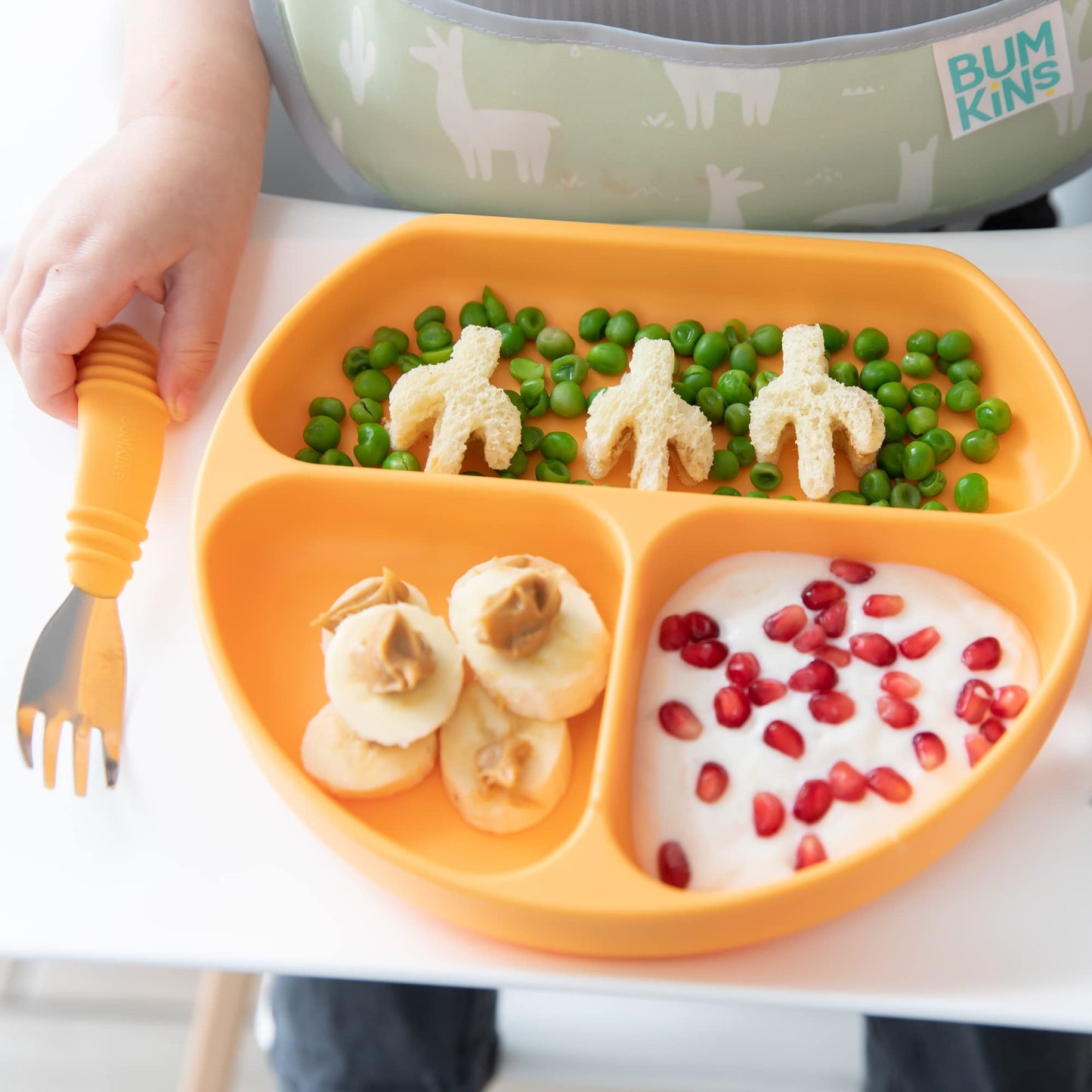 Bumkins Toddler and Baby Suction Plate, Silicone Divided Grip Dish, Babies and Kids, Baby Led Weaning, Children Feeding Supplies