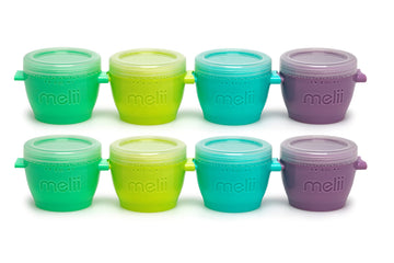 Melii Snap & Go Baby Food Storage Containers - 8 Pack, Multicolored 4 Oz Stackable Snack Containers, Freezer Safe With Airtight