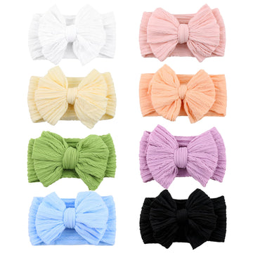 chiduerm 8 Pcs Baby Bows Headbands Soft Nylon Hairbands Super Elastic Headband Hair Accessories For Baby Girls Infant Toddler Es