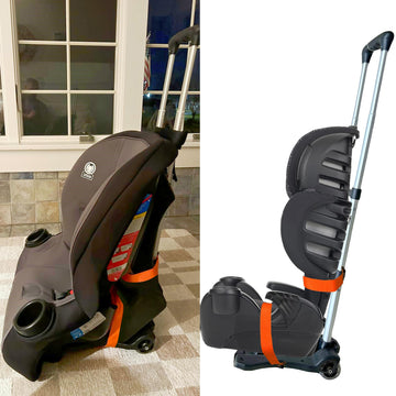Car Seat Travel Cart - Dolly Roller Cart Wheels Airport Travel Folding Carrier Strap Backpack Trolley Airplane Foldable Luggage
