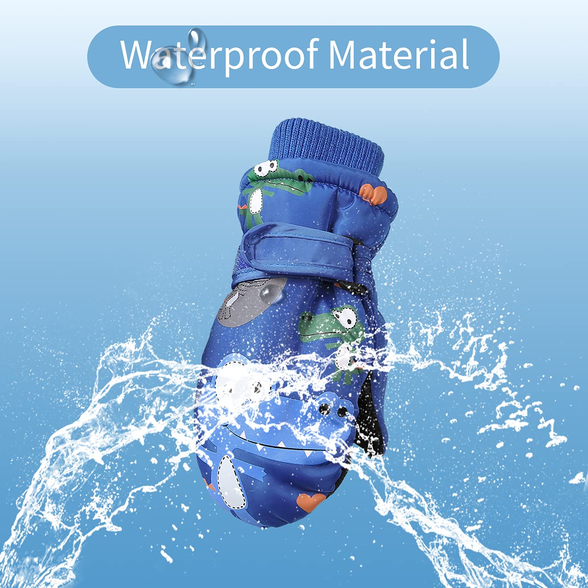 Century Star Winter Lined Fleece Toddler Mittens Waterproof Snow Mittens For Toddler Girls Boys Kids Snow Gloves Ski Alligator N