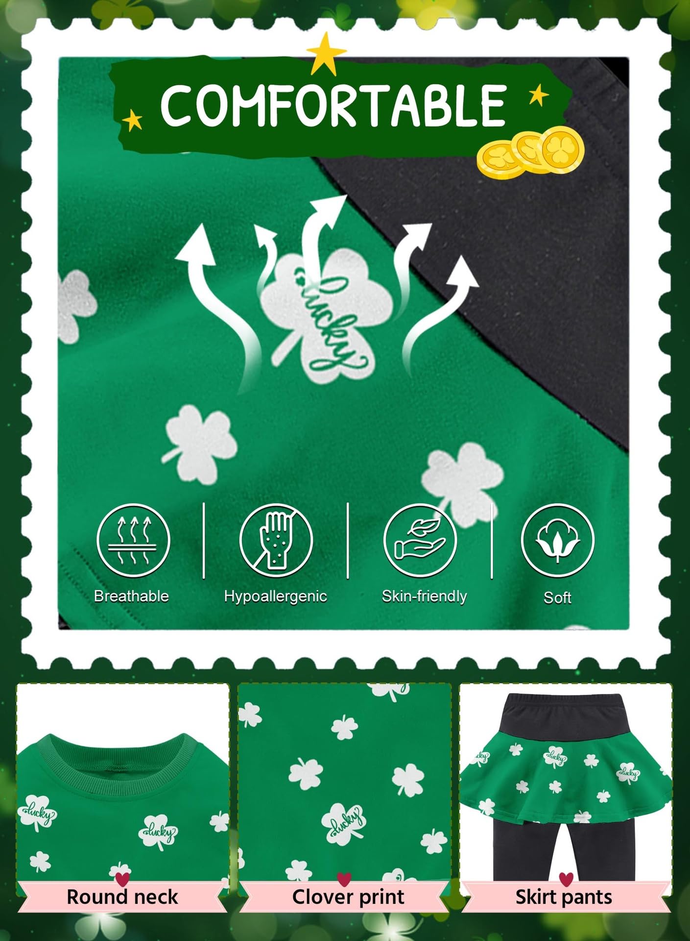 Bomdeals Adorable Cute Toddler Baby Girls Clothes Set,Long Sleeve T-Shirt +Pants Outfit(Green,120,2141B)