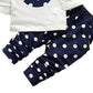Cute Toddler Baby Girls Clothes Set Long Sleeve T-Shirt And Pants Kids 2Pcs Outfits(White+Navy,3T)