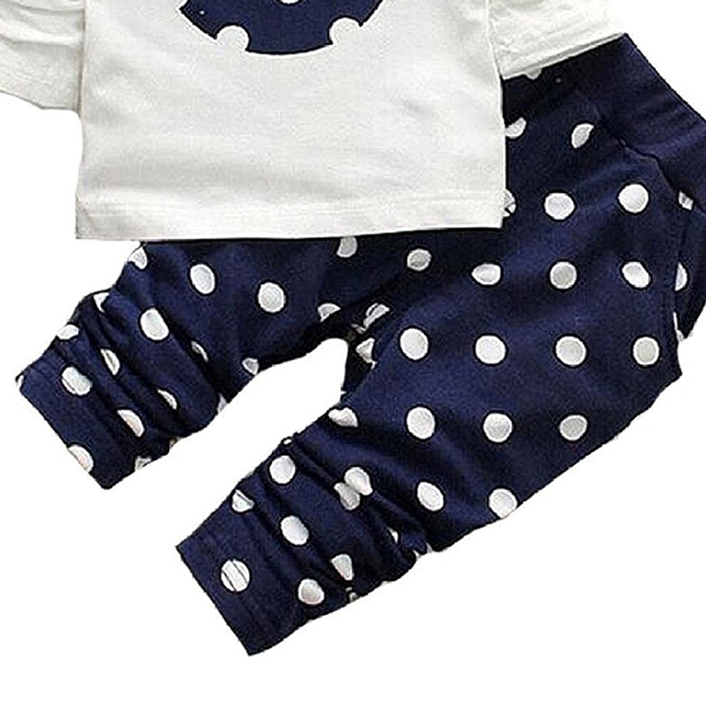 Cute Toddler Baby Girls Clothes Set Long Sleeve T-Shirt And Pants Kids 2Pcs Outfits(White+Navy,3T)
