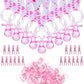 Zyflsq 144 Pieces Baby Shower Decorations Sets, 48 Baby Shower Pacifiers Necklace, 48 Mini Acrylic Pacifiers Charm And 48 Clothe
