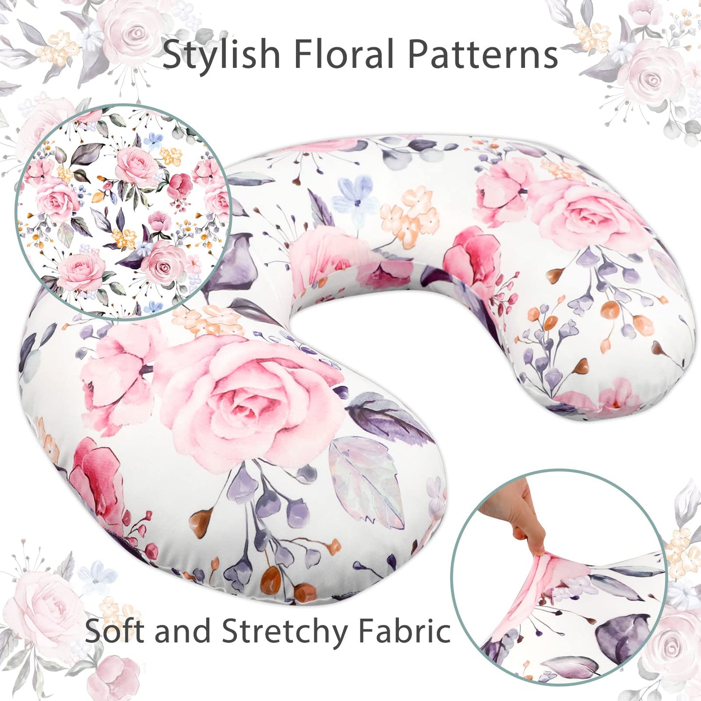 Nursing Pillow Cover Breastfeeding Pillow Slipcover for Moms Soft Breathable Organic Knit Fabric Newborn Infant Feeding Pillow C