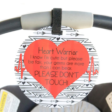 (Three Little Tots) CHD Heart Warrior Tag - (Heart Warrior Sign, Newborn, Baby Car Seat Tag, Baby Shower, Stroller Tag, Baby Pre